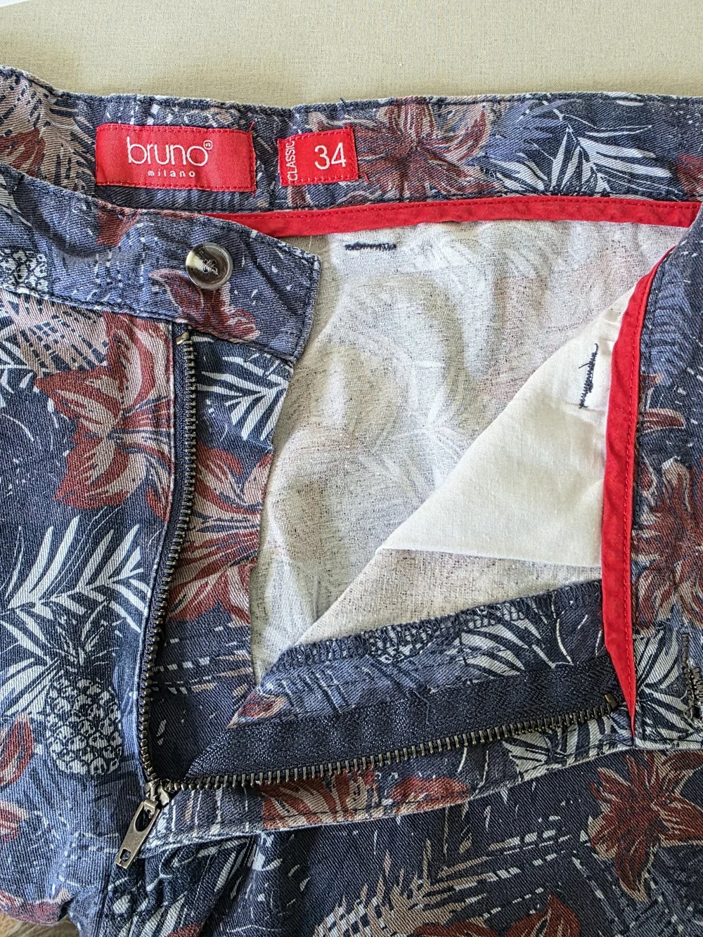 Bruno Milano Men's Tropical Floral Print Shorts Size 34 Cotton Vacation Beach